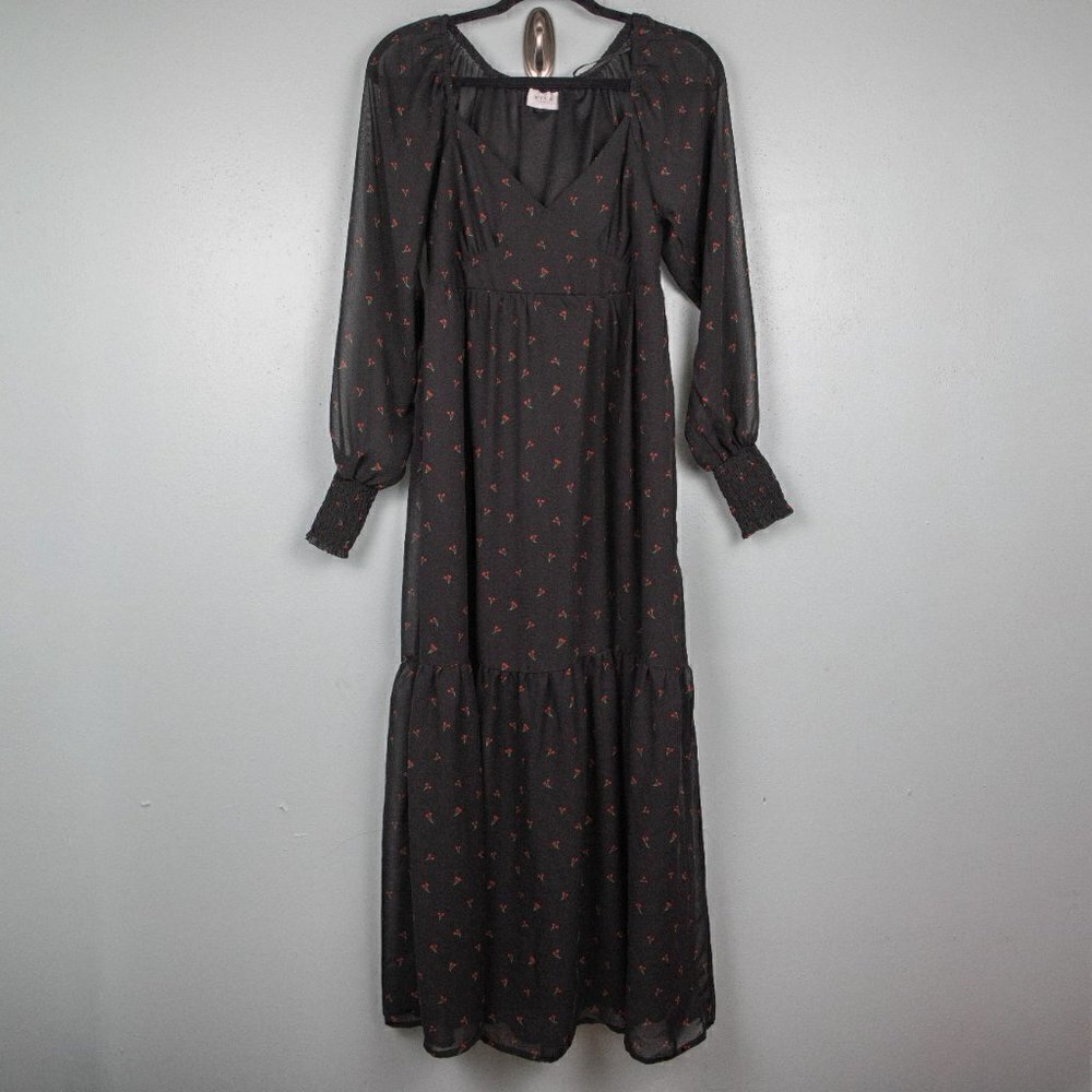 Vila black cherry print tiered maxi dress-38